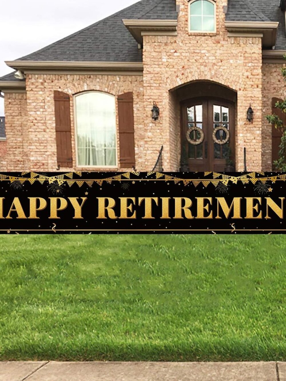 Retirement Party Decorations, Black and Gold Retirement Banner, 118 x 19 in